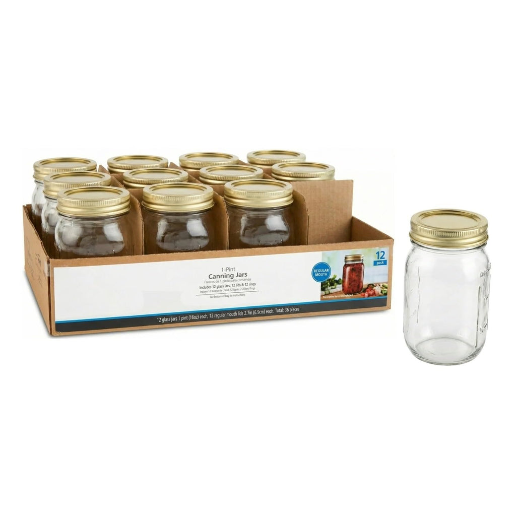 16 oz Regular Mouth Glass Mason Jars 12pk M17173
