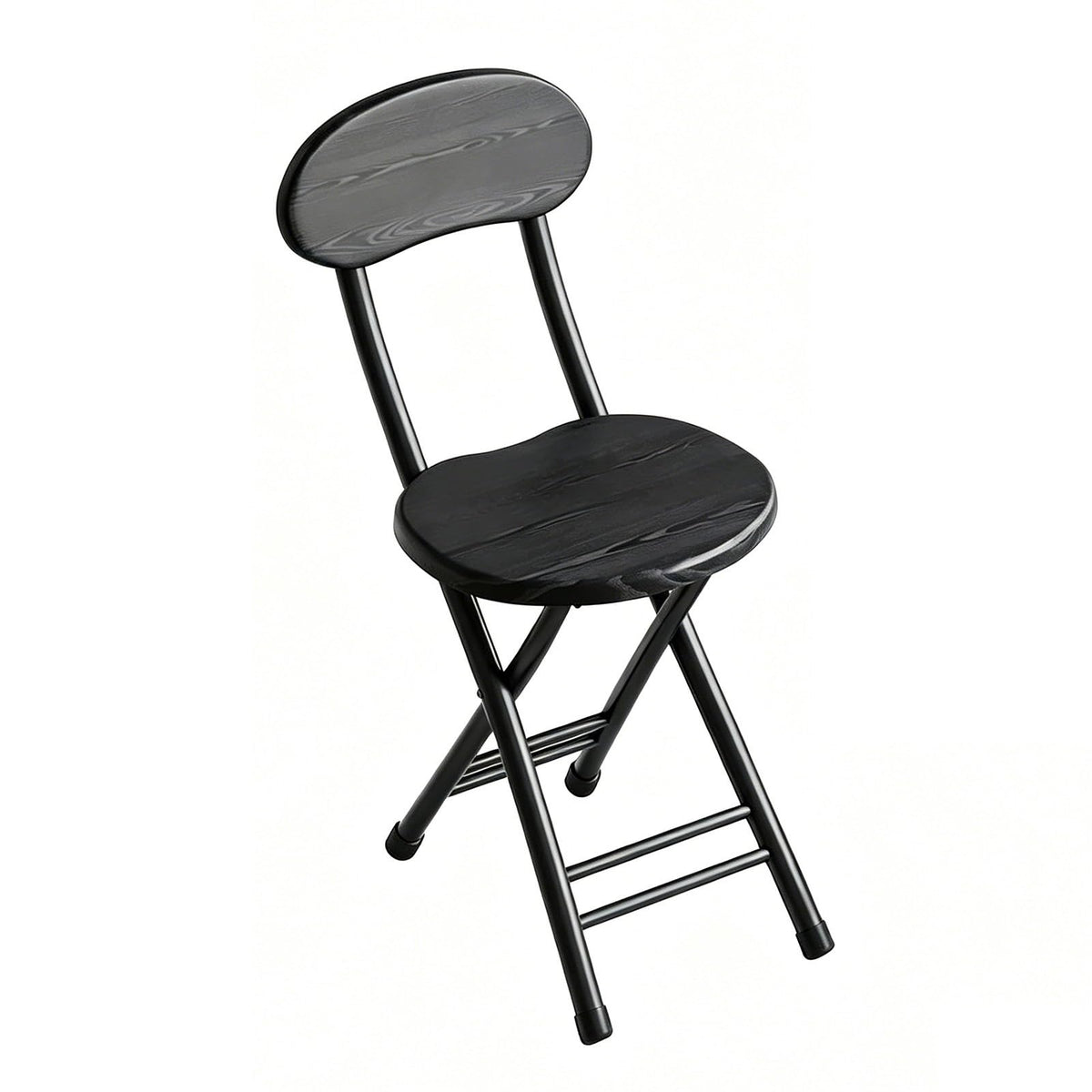 18 inch Folding Stool with Backrest, Portable Lightweight Metal Chair with Non-Slip Feet M579