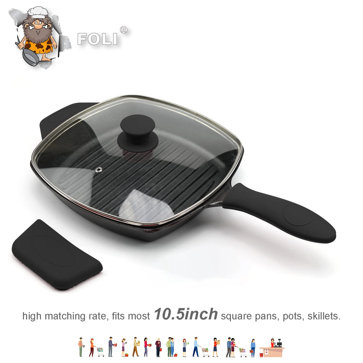 10.5" Vented Square Glass Lid I67035