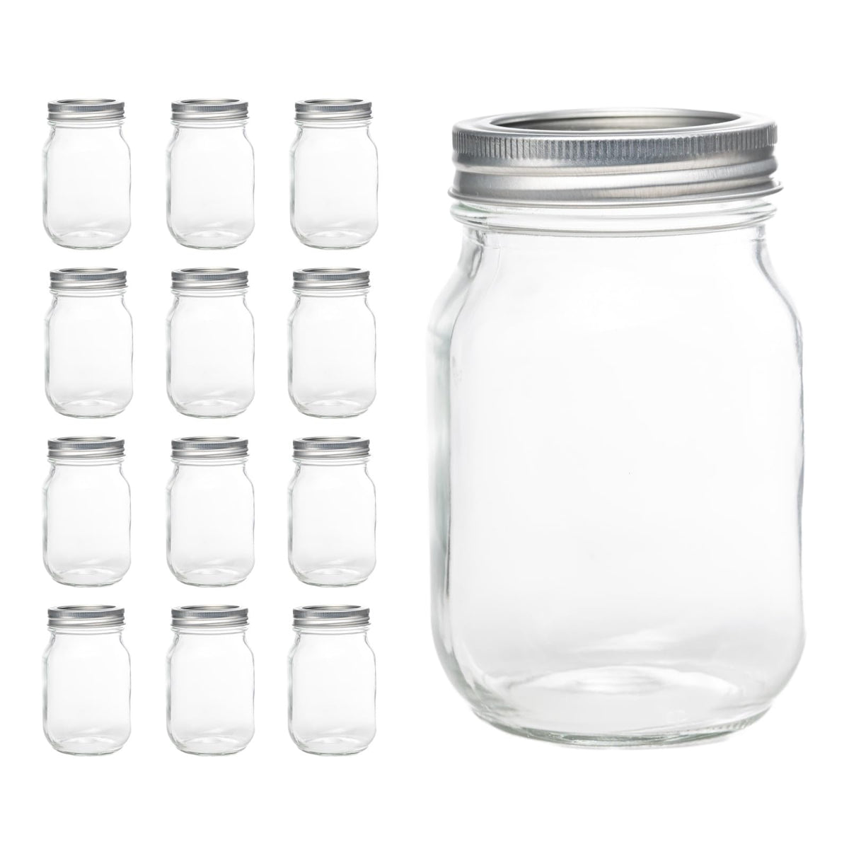12 Pcs 16oz Regular Mouth Glass Mason Jars with Lids and Rings G8257