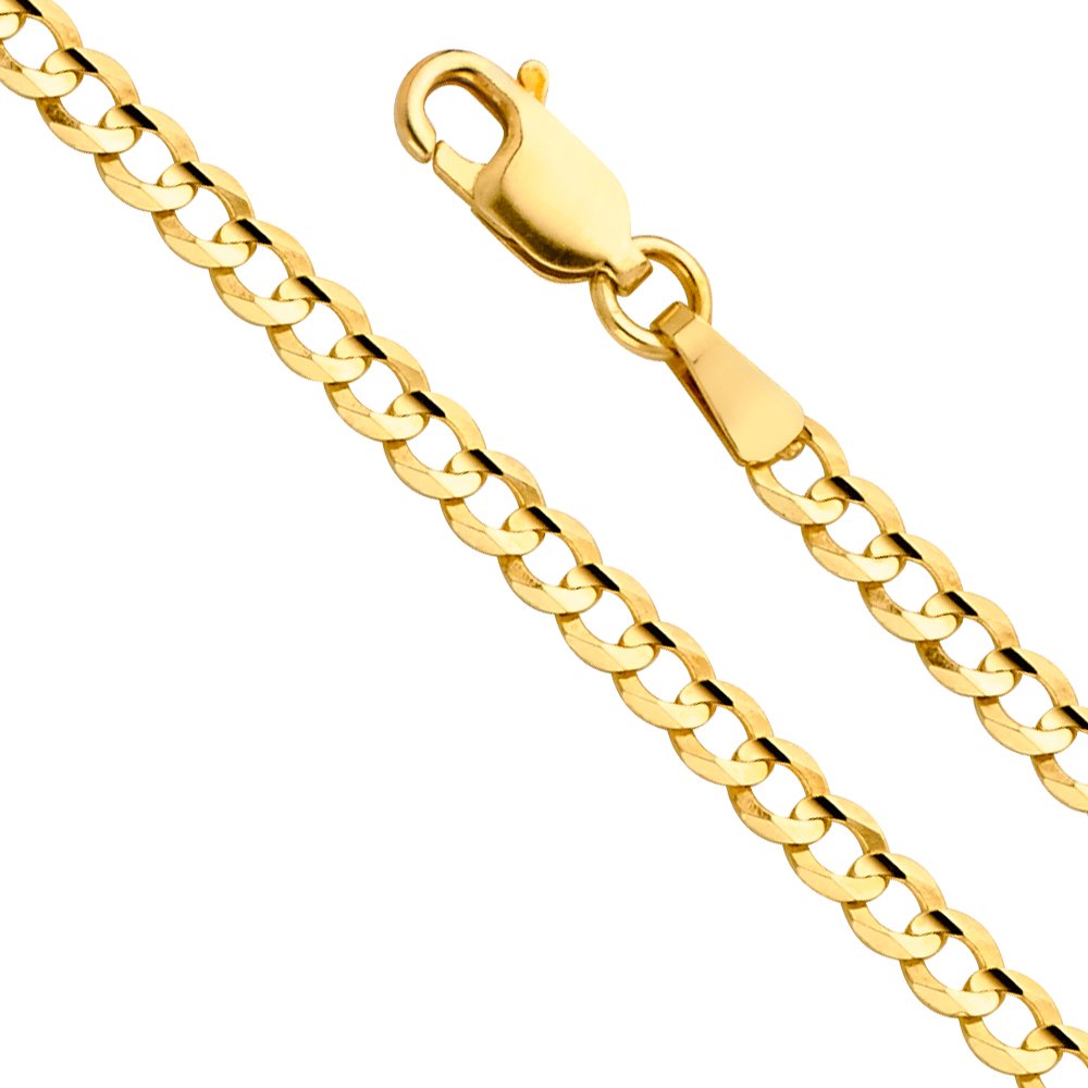 14k Yellow White Two Tone Gold Cuban Concave Curb Chain Necklace Bracelet C25727