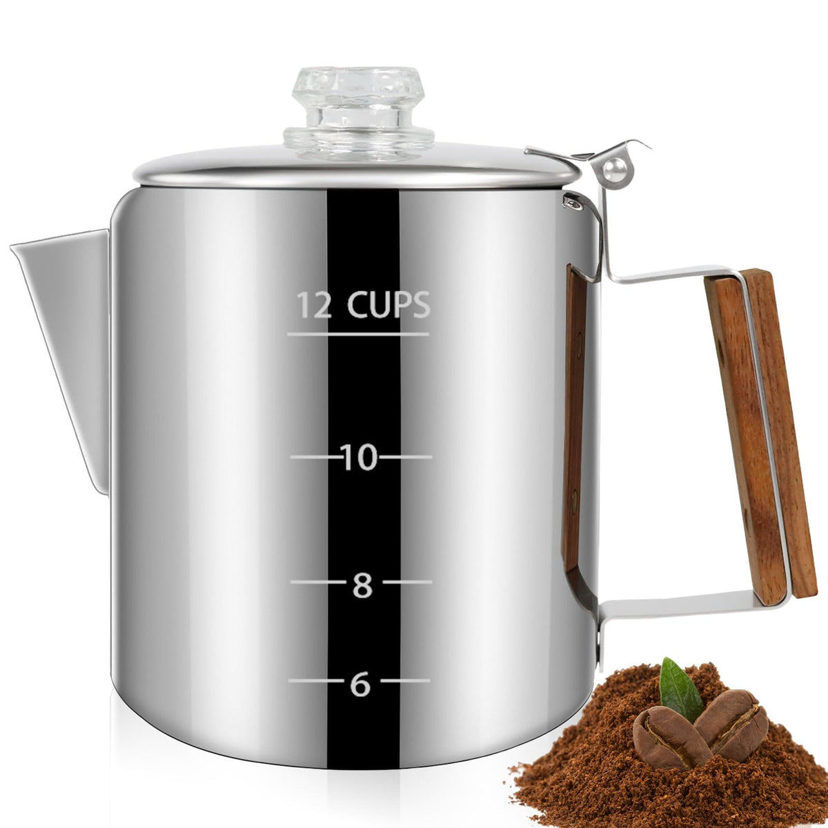 12 Cup Stainless Steel Stovetop Percolator Coffee Pot 2200ml S830533