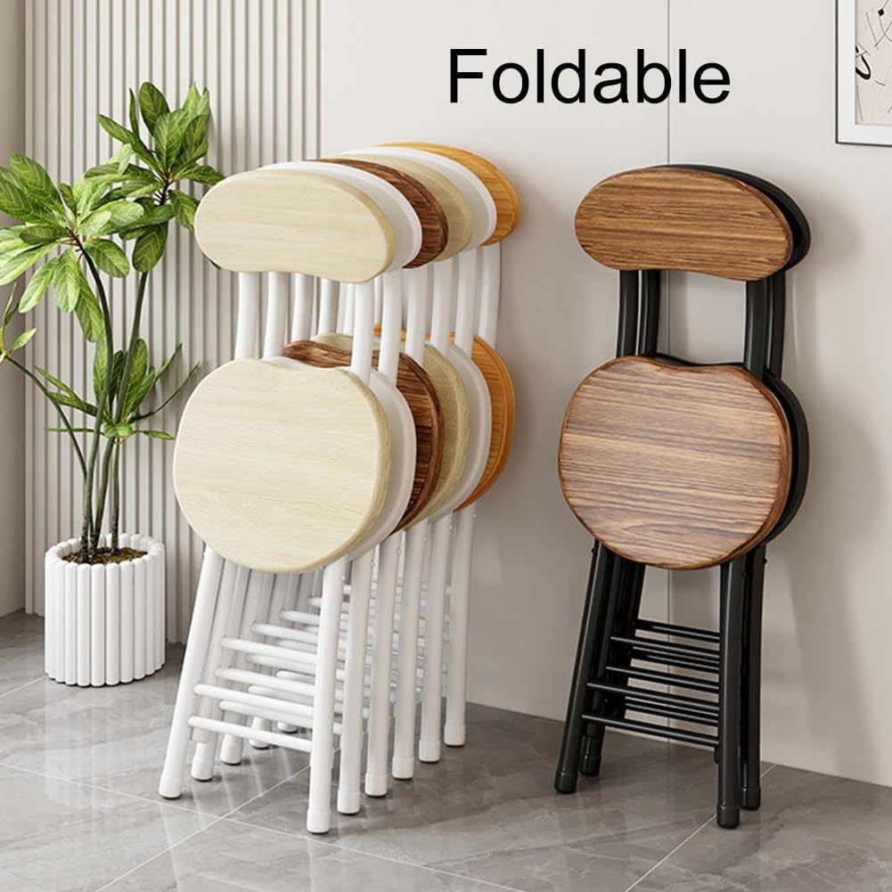18 inch Folding Stool with Backrest, Portable Lightweight Metal Chair with Non-Slip Feet M579
