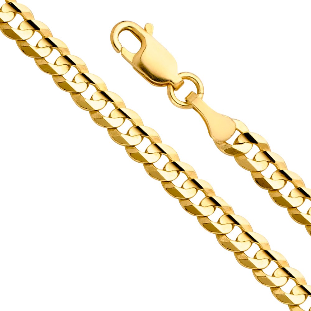 14k Yellow White Two Tone Gold Cuban Concave Curb Chain Necklace Bracelet C25727