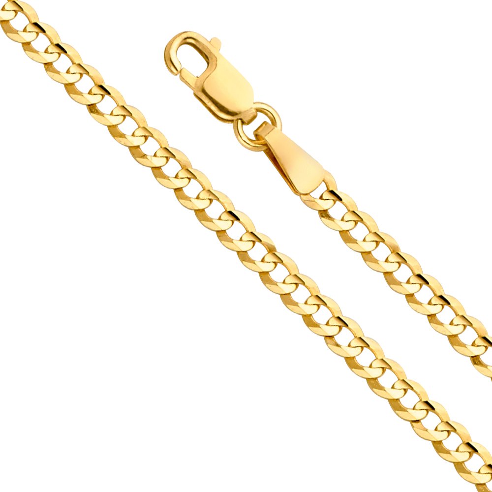 14k Yellow White Two Tone Gold Cuban Concave Curb Chain Necklace Bracelet C25727
