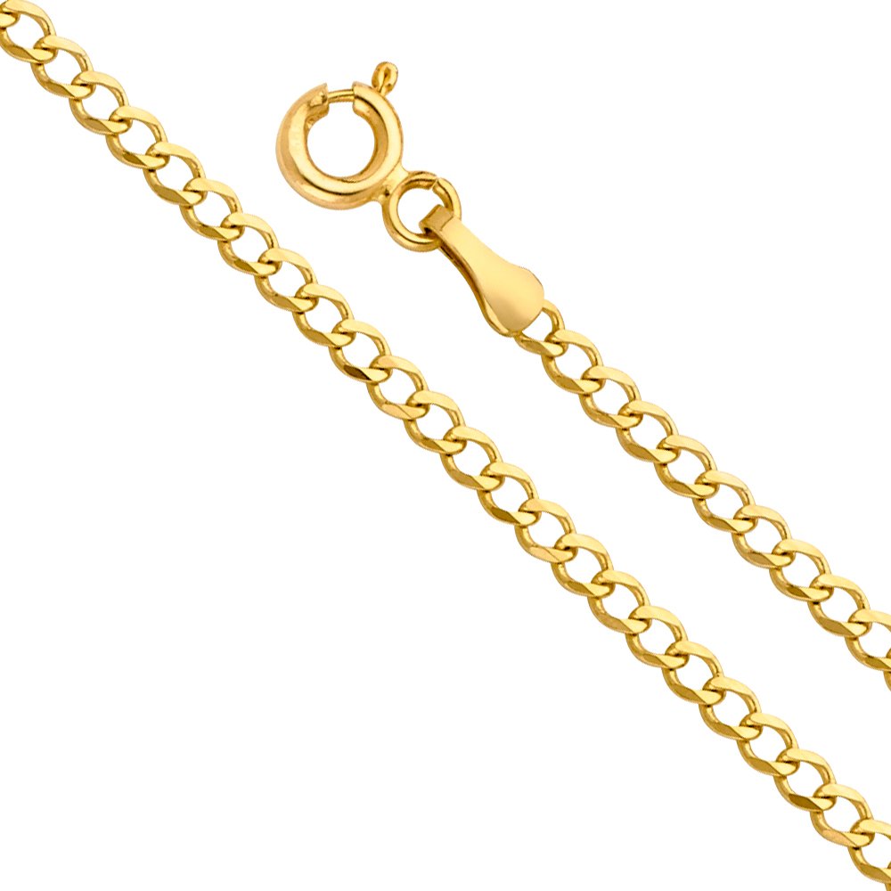 14k Yellow White Two Tone Gold Cuban Concave Curb Chain Necklace Bracelet C25727