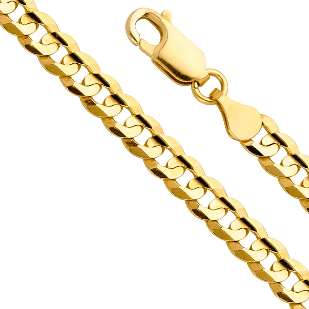 14k Yellow White Two Tone Gold Cuban Concave Curb Chain Necklace Bracelet C25727