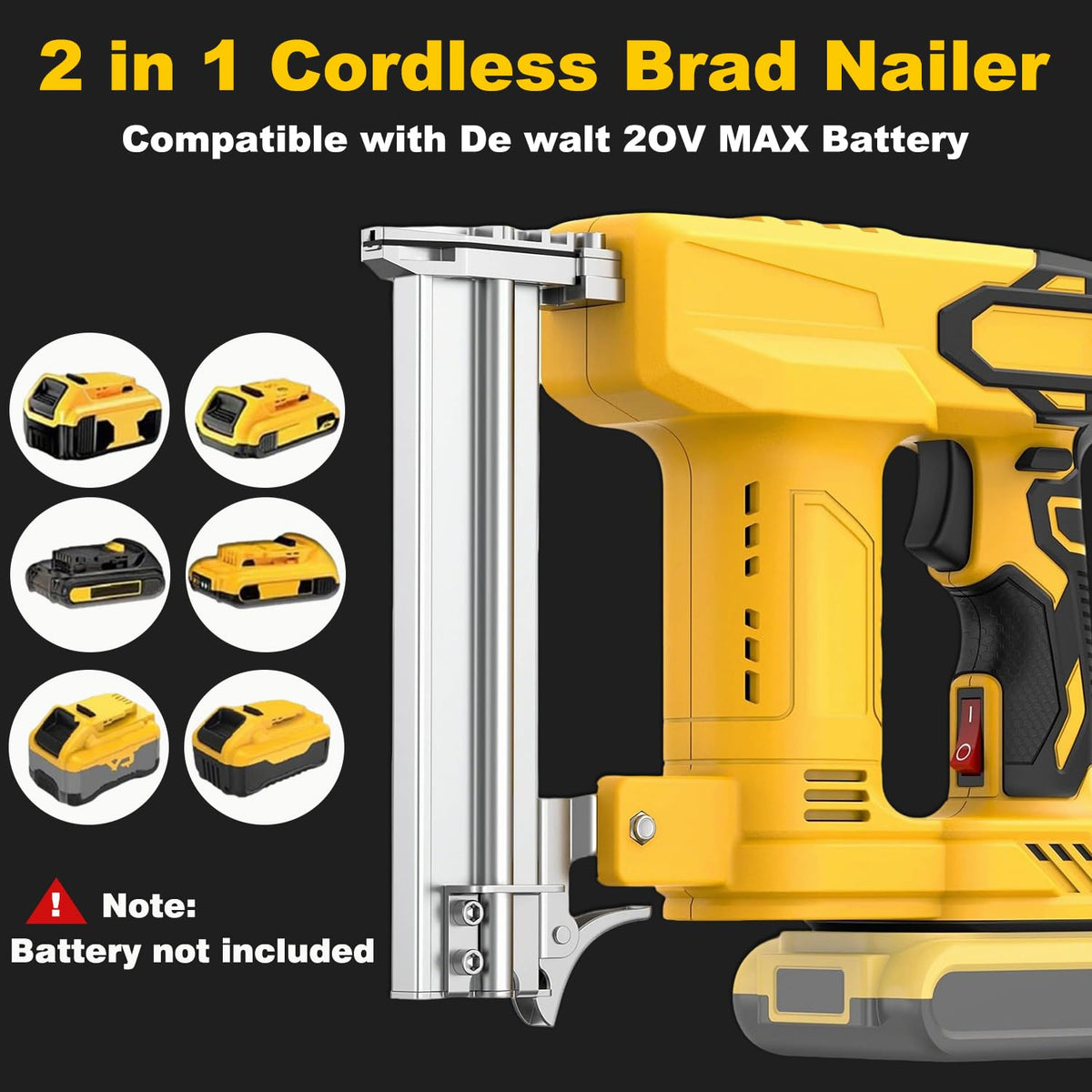 2 in 1 Cordless Brad Nailer 18 Gauge Electric Nail Gun X2963