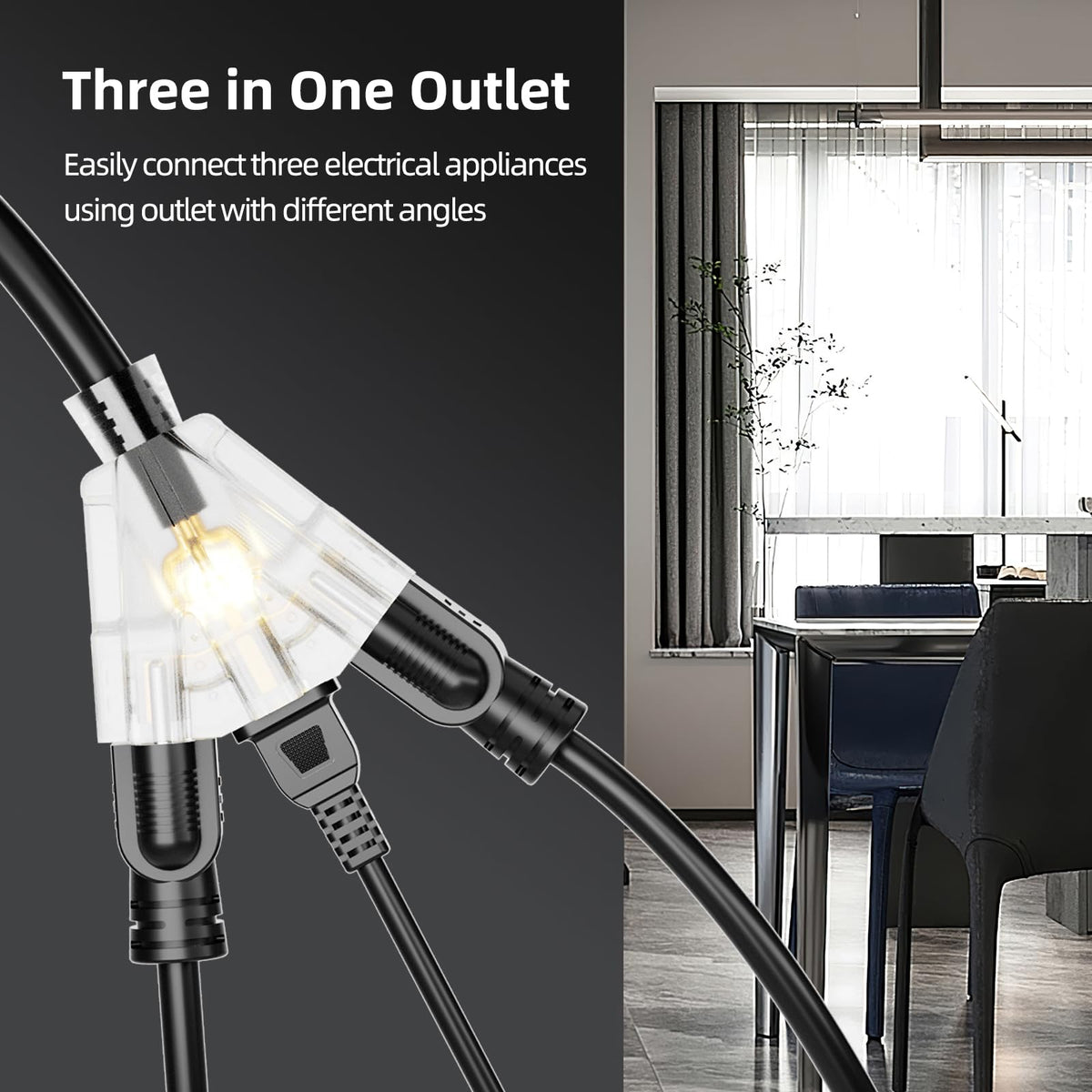100 FT 12 Gauge Black Extension Cord with 3 Outlet V191641