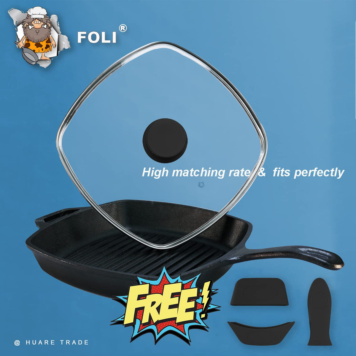 10.5" Vented Square Glass Lid I67035