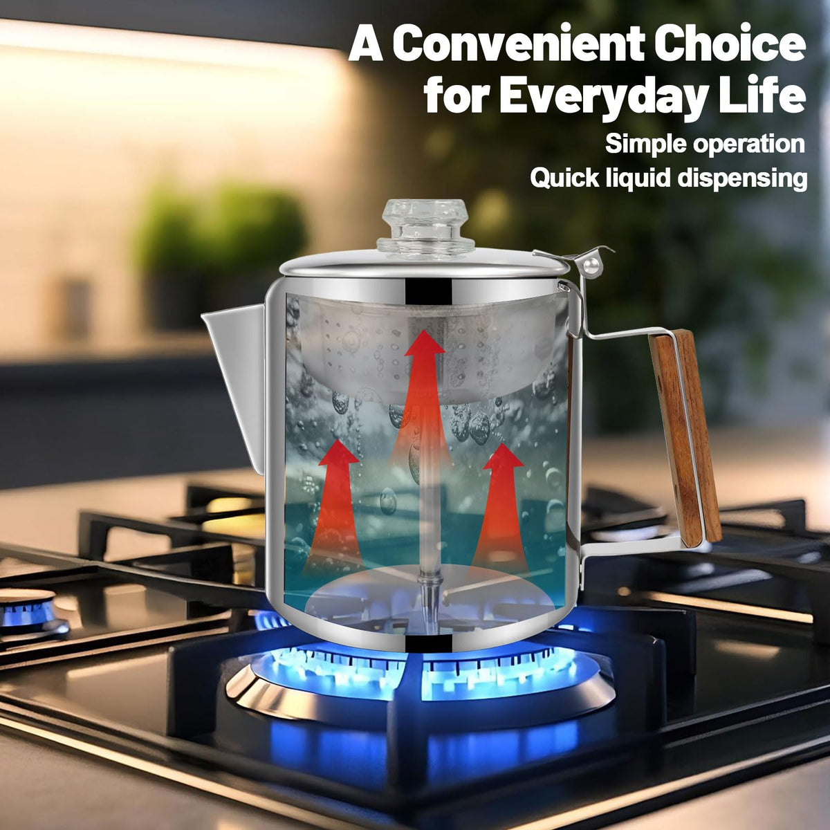 12 Cup Stainless Steel Stovetop Percolator Coffee Pot 2200ml S830533