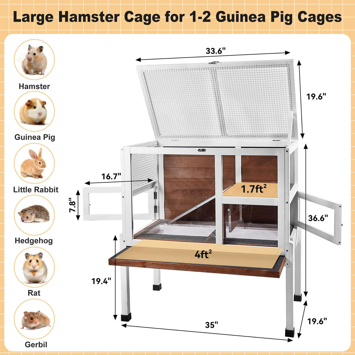 2-Story Wooden Small Animal Cage with Stand Z20880