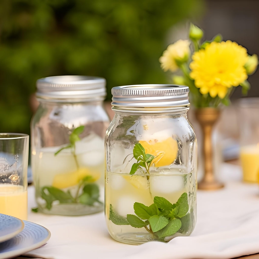 12 Pcs 16oz Regular Mouth Glass Mason Jars with Lids and Rings G8257