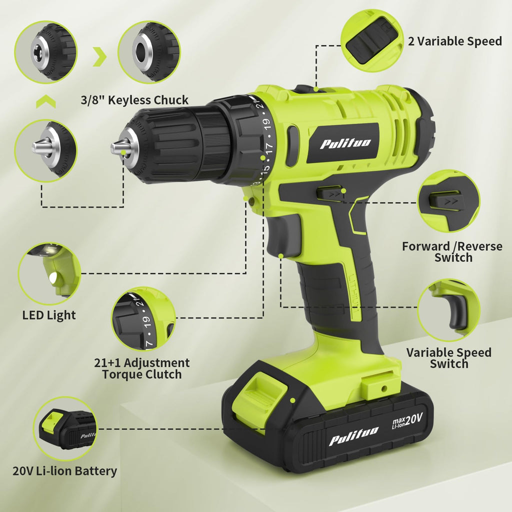 20V Cordless Drill Driver with 2 Batteries S7668