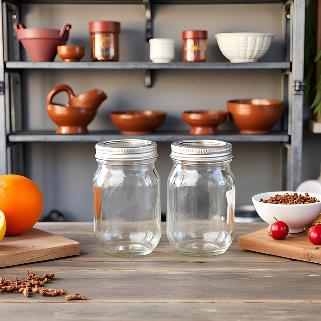 12 Pcs 16oz Regular Mouth Glass Mason Jars with Lids and Rings G8257