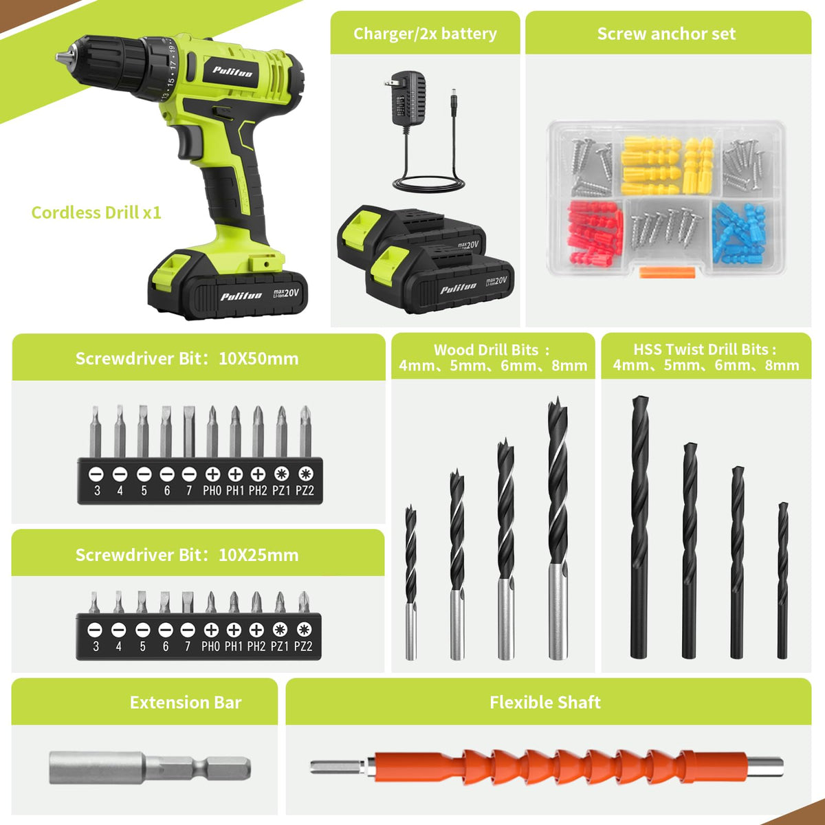 20V Cordless Drill Driver with 2 Batteries S7668