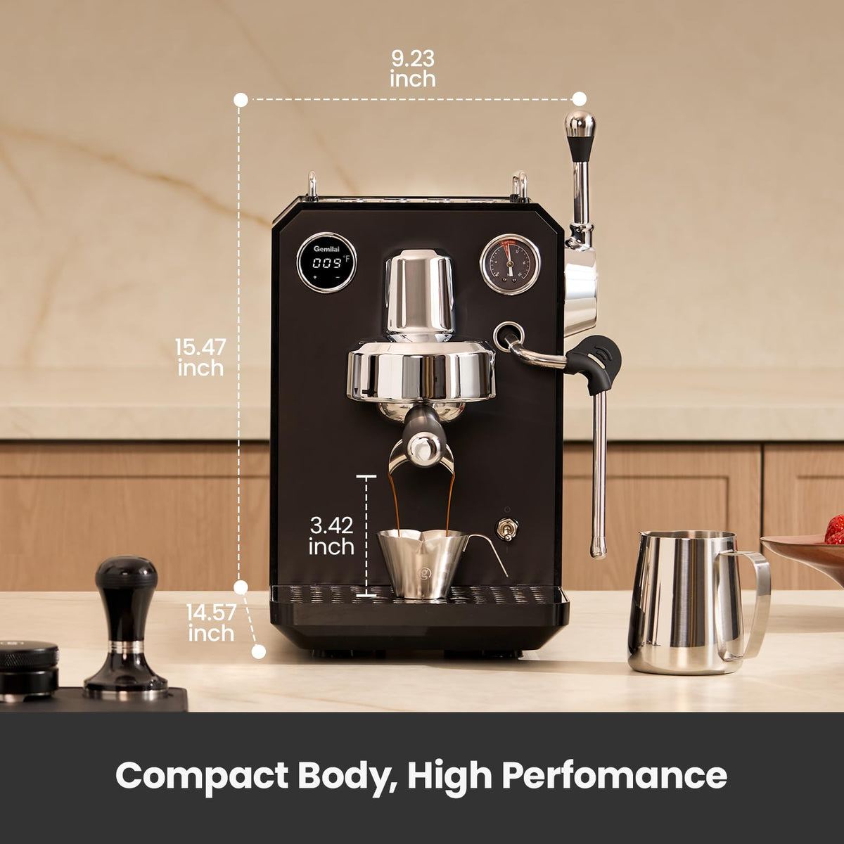 1500W Espresso Machine and Coffee Grinder Bundle with Milk Frother, Black K2516