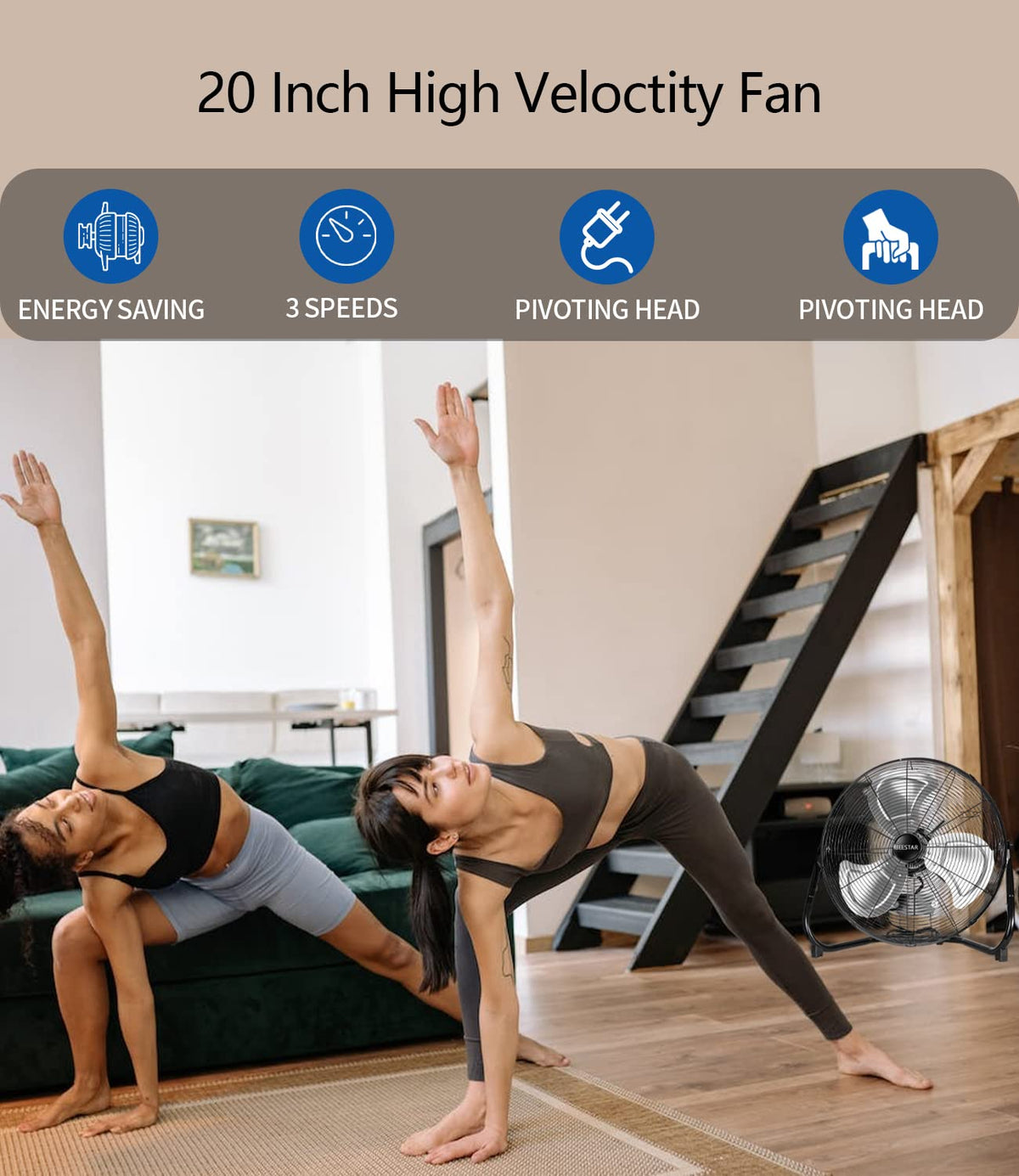 20 Inch Heavy Duty High Velocity Metal Floor Fan U863