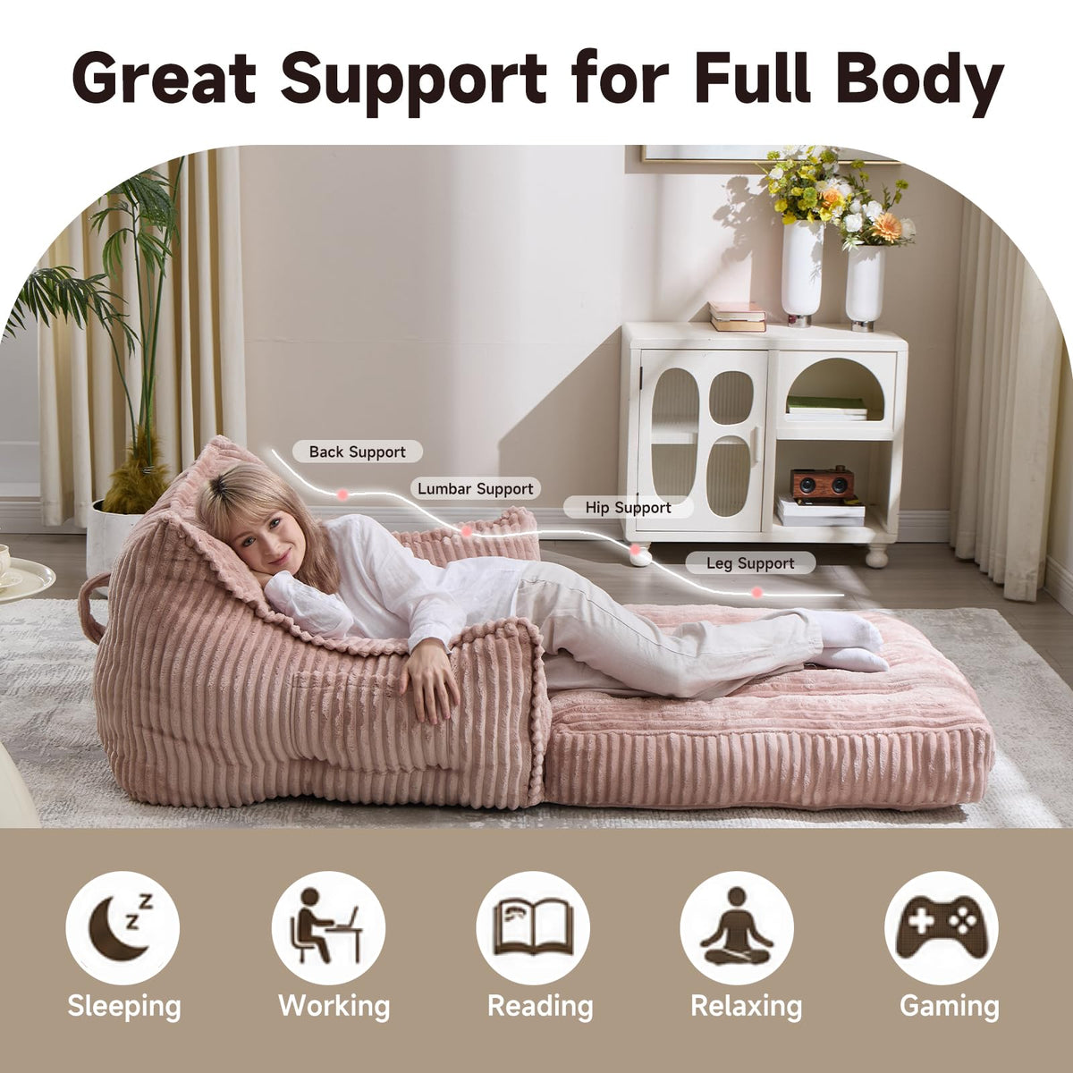 2 in 1 Folding Sofa Bed Pink C54474