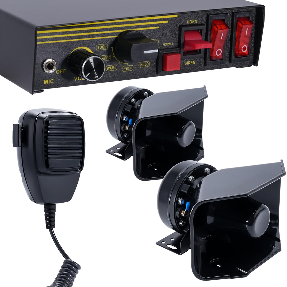 12V 400W 9 Tones Emergency Siren PA System with Microphone P650710