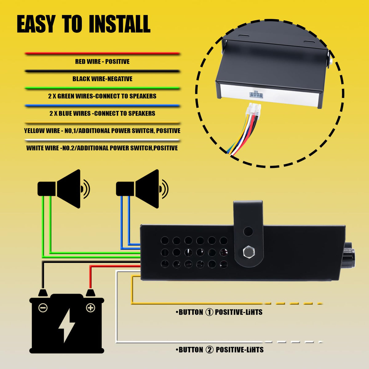12V 400W 9 Tones Emergency Siren PA System with Microphone P650710
