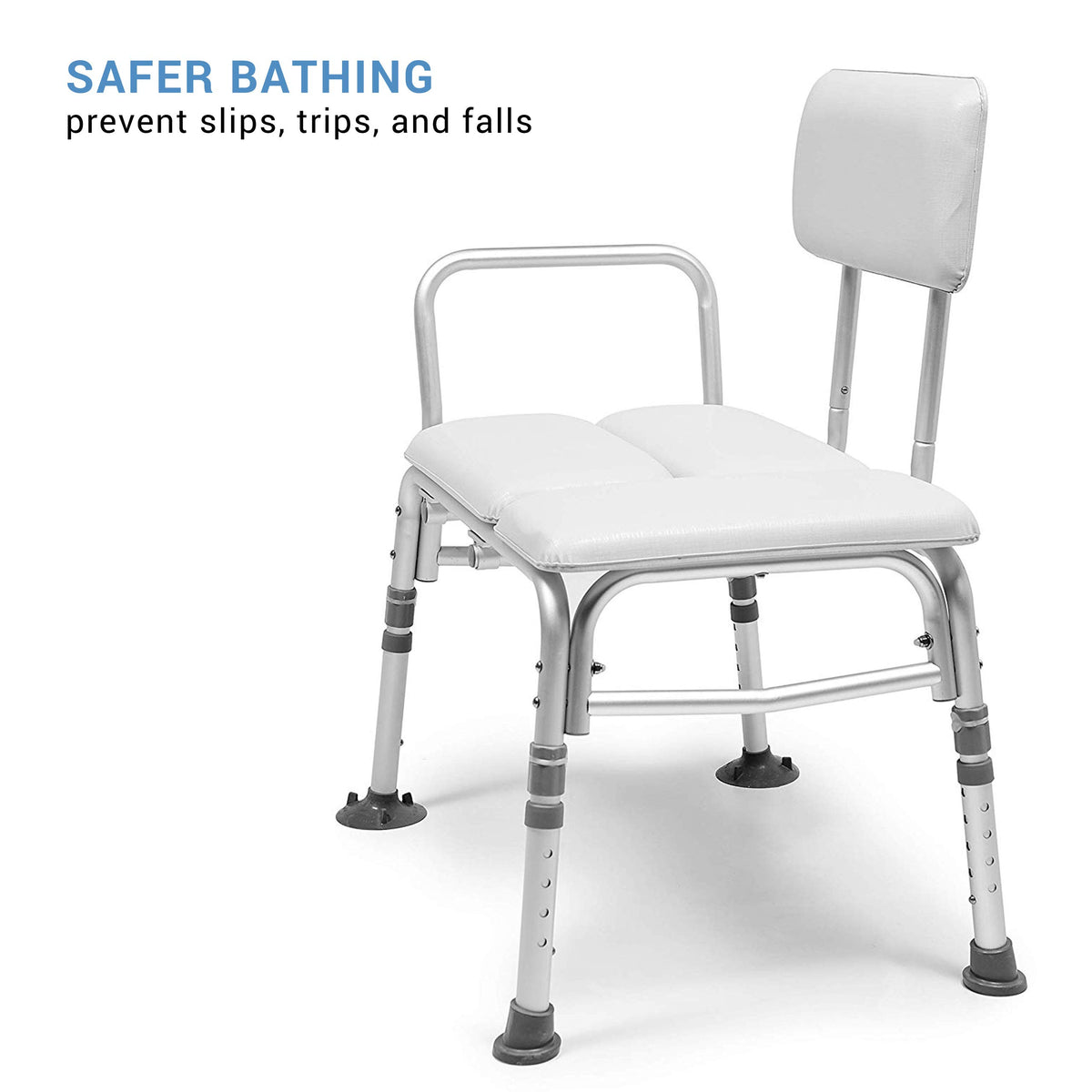 2-in-1 Tub Transfer Bench & Shower Chair, Padded Seat & Back, Height Adjustable X356404