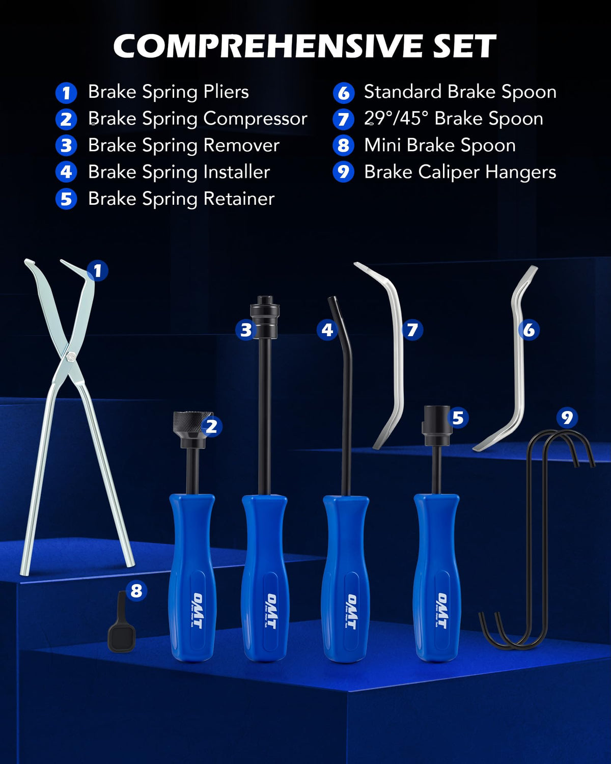 10pc Drum Brake Tool Kit with Spring Pliers and Adjusting Spoons Set C367