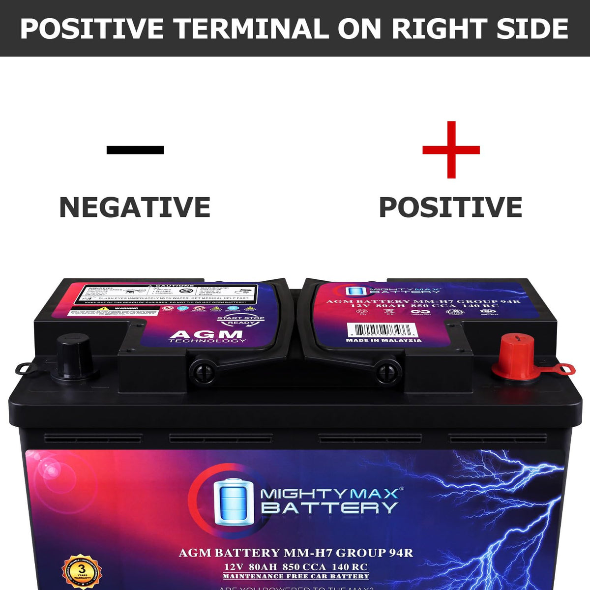 12V 80AH 850 CCA Replacement Battery Y4770