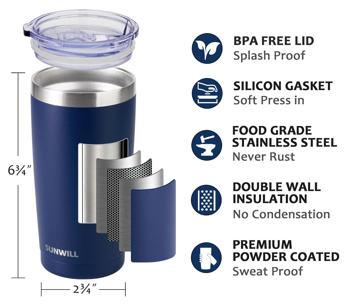 20 oz Insulated Stainless Steel Travel Tumbler with Lid D3382