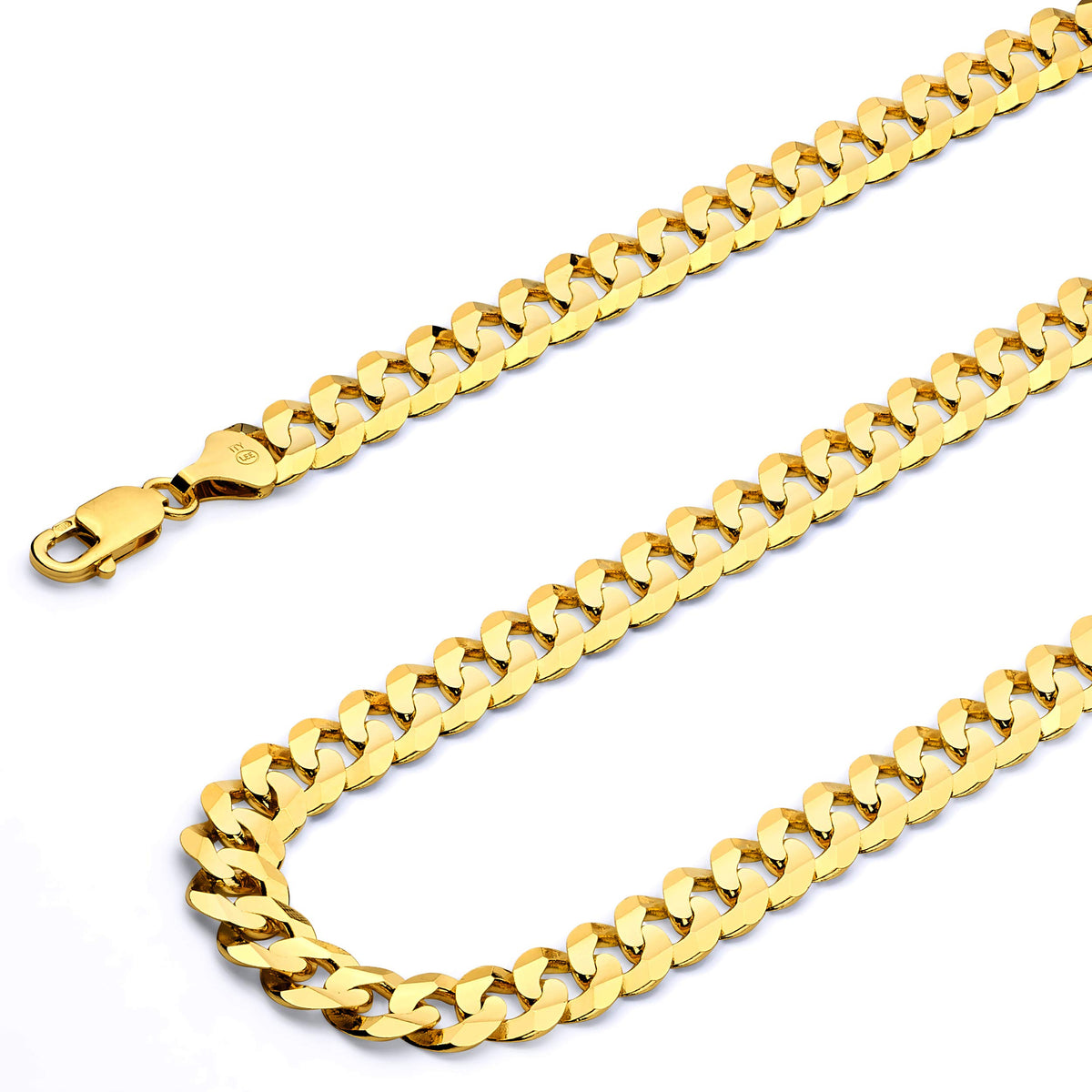 14k Yellow White Two Tone Gold Cuban Concave Curb Chain Necklace Bracelet C25727