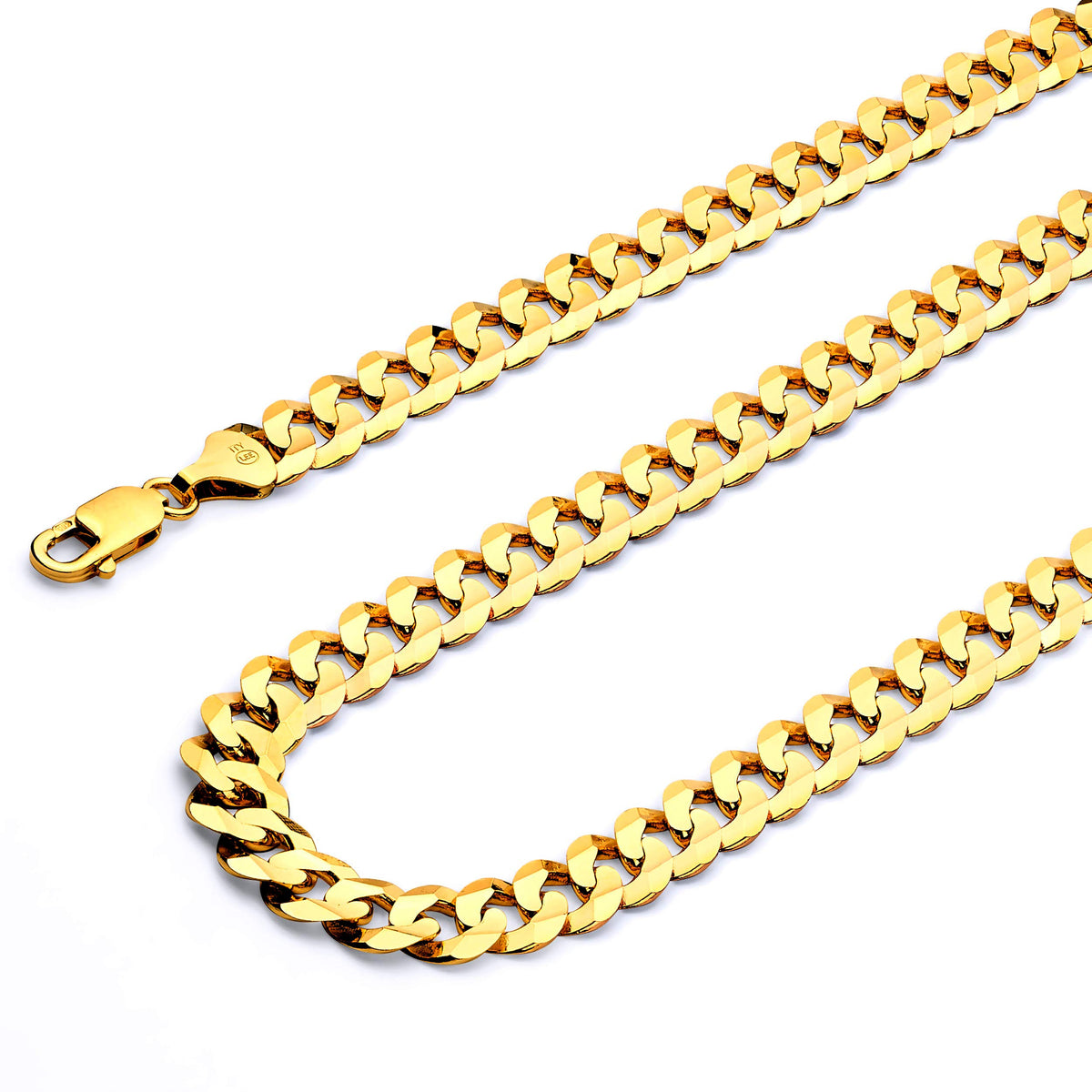 14k Yellow White Two Tone Gold Cuban Concave Curb Chain Necklace Bracelet C25727