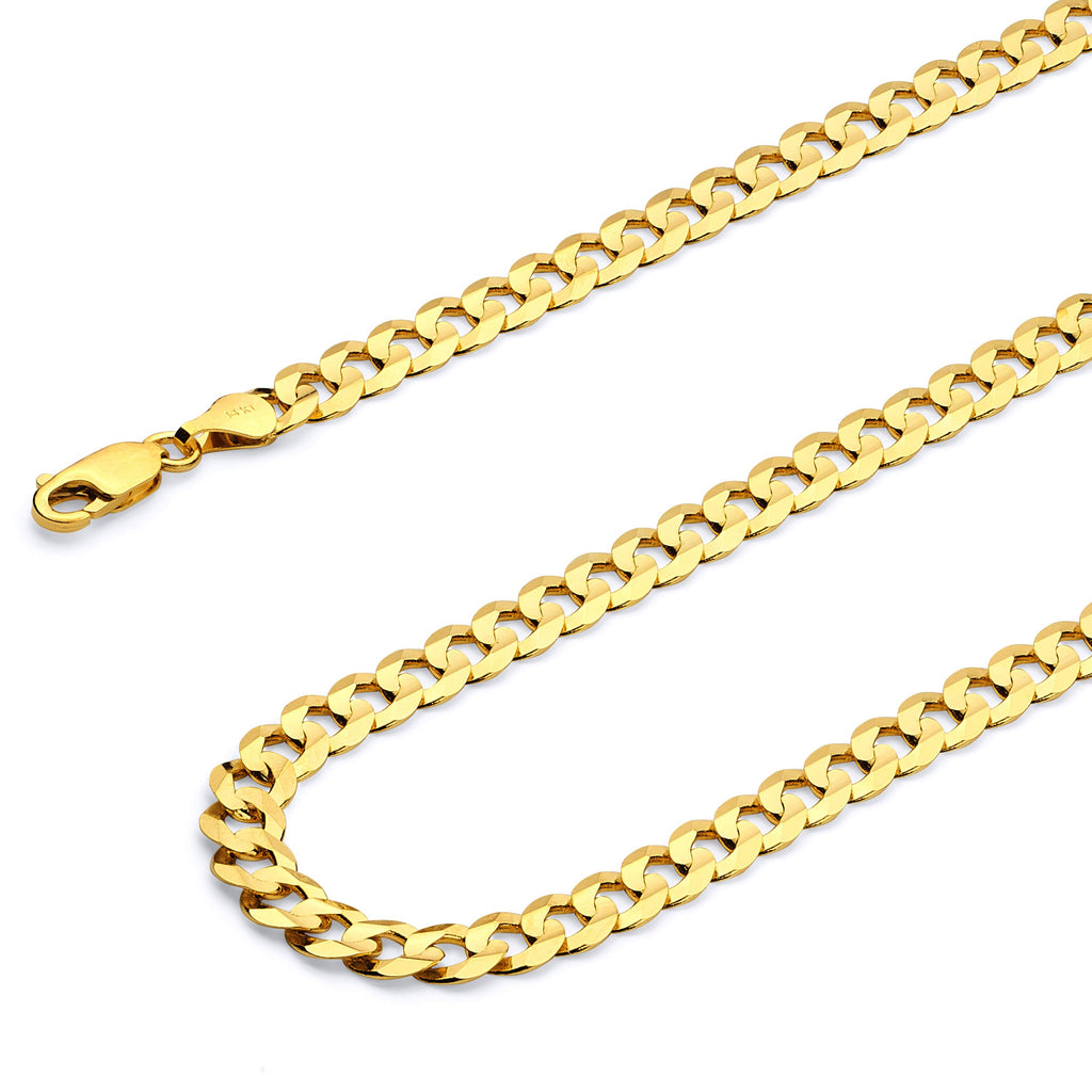 14k Yellow White Two Tone Gold Cuban Concave Curb Chain Necklace Bracelet C25727