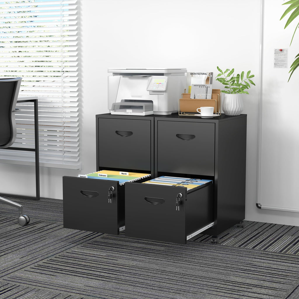 2 Drawer Black Metal File Cabinet with Lock K5696