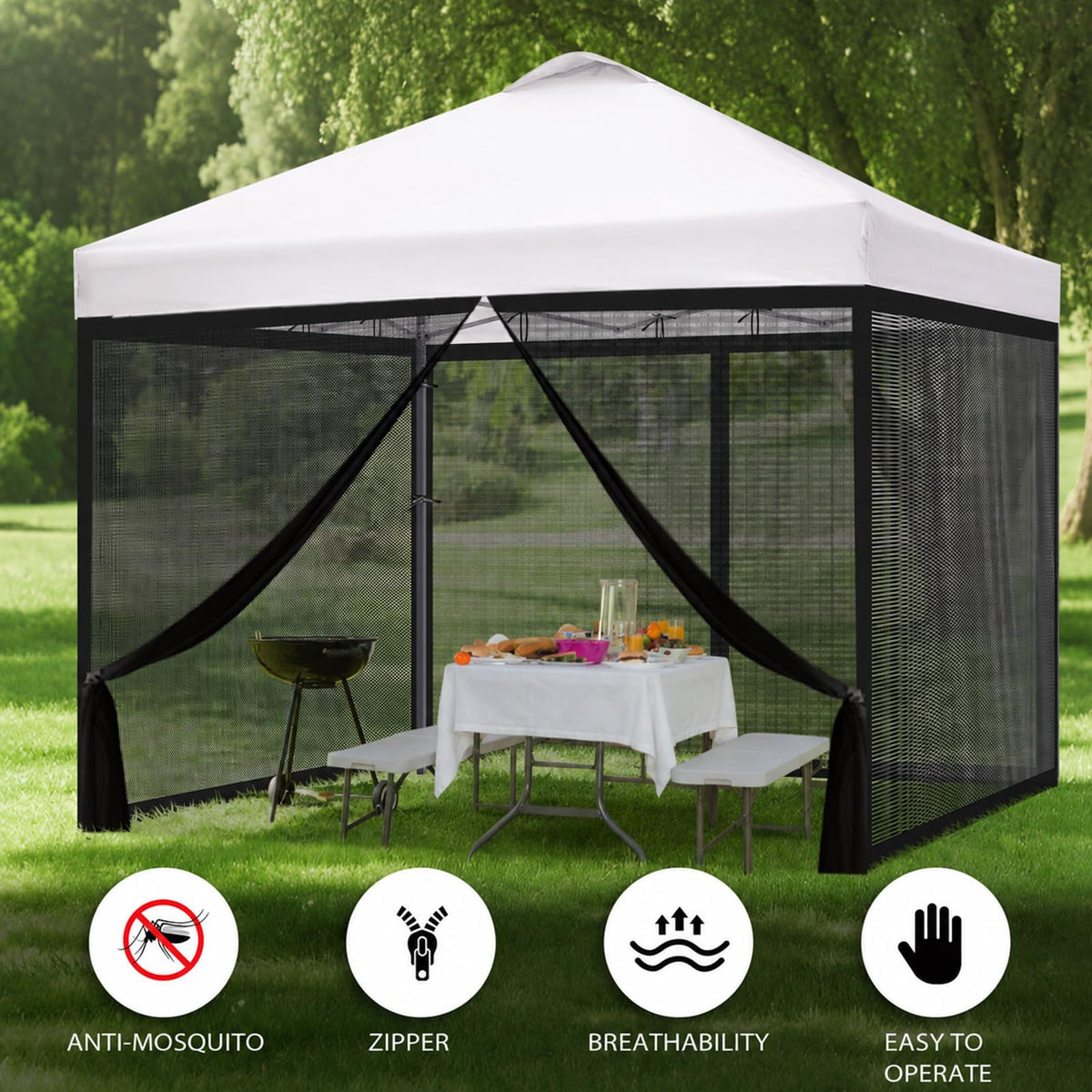 10x10 ft Black Mosquito Netting Canopy Enclosure W920