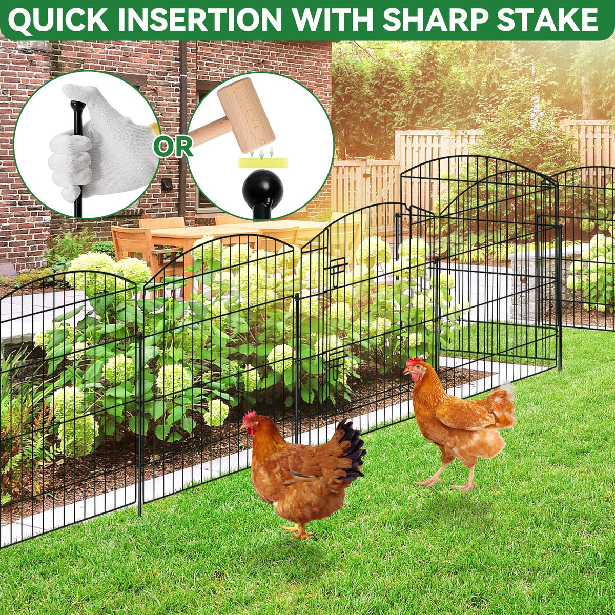 10 Panel No Dig Garden Fence with Gate S637